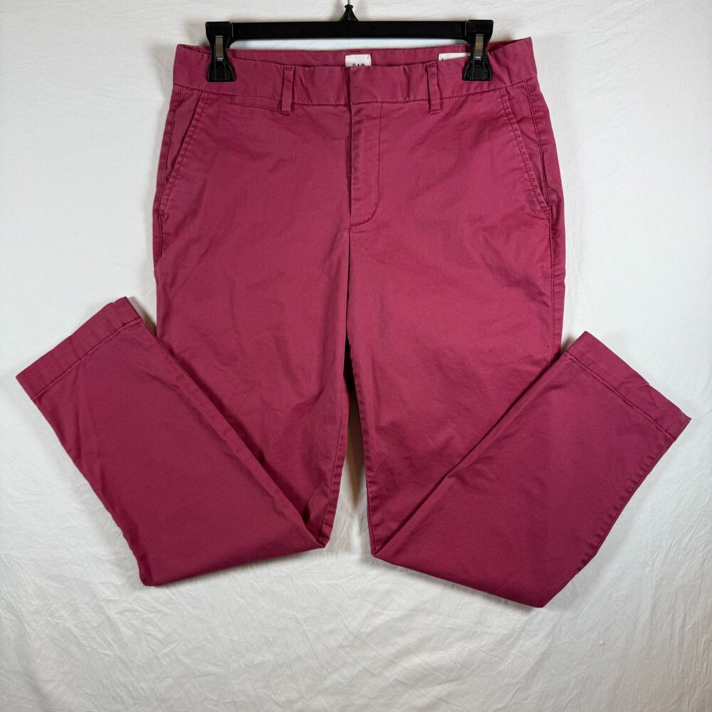GAP Slim City Crop Chino Pants Berry Pink Stretch Size 4